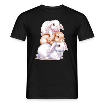 Cute Rabbit Stack for Rabbit Lovers - Men's T-Shirt - black - Front - AI Model Male 178 light (178cm)