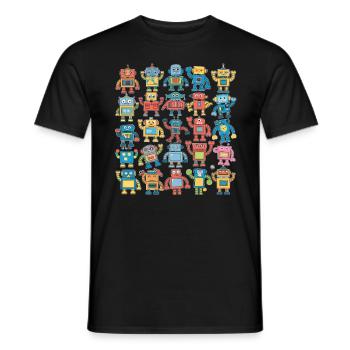 Bunte Roboter Für Kinder - Lustige Illustrationen - Männer T-Shirt - Schwarz - Vorne - AI Model Male 178 light (178cm)