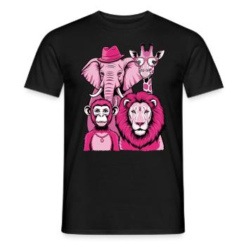 Éléphant Singe Lion Girafe en Rose Look avec Style - T-shirt homme - noir - Devant - AI Model Male 178 light (178cm)