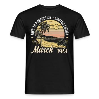 Birthday March 1961 - 64th birthday - March 1961 - Men's T-Shirt - black - Front - AI Model Male 178 light (178cm)