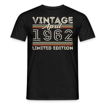 April 1962, Geboren im april 1962 - 63. Geburtstag - Männer T-Shirt - Schwarz - Vorne - AI Model Male 178 light (178cm)