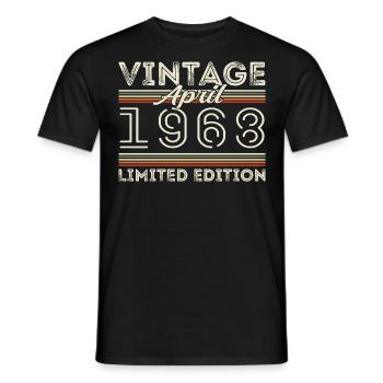 April 1968, Born in april 1968 - 57th birthday - Men's T-Shirt - black - Front - AI Model Male 178 light (178cm)