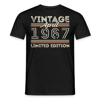April 1967, Geboren im april 1967 - 58. Geburtstag - Männer T-Shirt - Schwarz - Vorne - AI Model Male 178 light (178cm)