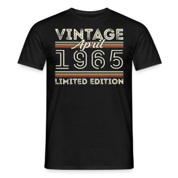 Avril 1965, Né en avril 1965 - 60e anniversaire - T-shirt homme - noir - Devant - AI Model Male 178 light (178cm)