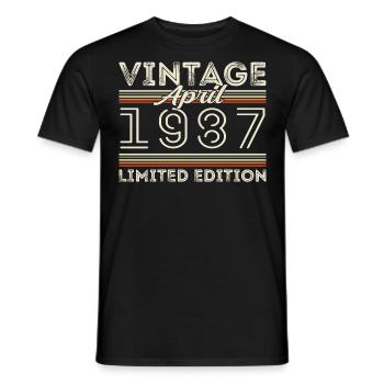 April 1987, Geboren im april 1987 - 38. Geburtstag - Männer T-Shirt - Schwarz - Vorne - AI Model Male 178 light (178cm)