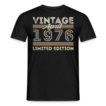 Avril 1976, Né en avril 1976 - 49e anniversaire - T-shirt homme - noir - Devant - AI Model Male 178 light (178cm)