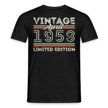 April 1958, Geboren im april 1958 - 67. Geburtstag - Männer T-Shirt - Schwarz - Vorne - AI Model Male 178 light (178cm)
