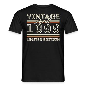 April 1999, Geboren im april 1999 - 26. Geburtstag - Männer T-Shirt - Schwarz - Vorne - AI Model Male 178 light (178cm)