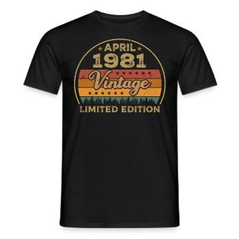 Avril 1981, anniversaire Avril 1981, cadeau Avril 1981 - T-shirt homme - noir - Devant - AI Model Male 178 light (178cm)