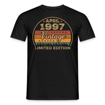 Avril 1997, anniversaire Avril 1997, cadeau Avril 1997 - T-shirt homme - noir - Devant - AI Model Male 178 light (178cm)