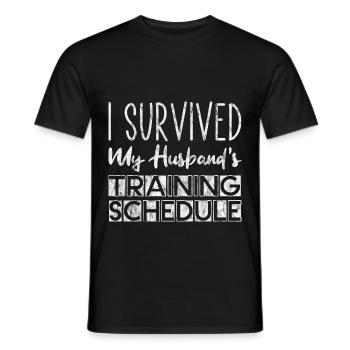 I Survived My Husband's Training Schedule 3 - Männer T-Shirt - Schwarz - Vorne - AI Model Male 178 light (178cm)