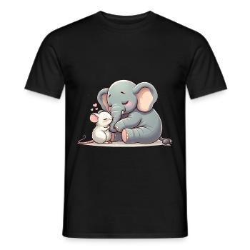 Câlin Éléphant Et Souris Amoureux - T-shirt homme - noir - Devant - AI Model Male 178 light (178cm)