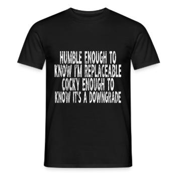 Replaceable Yet Downgrade If Replaced 5 - Männer T-Shirt - Schwarz - Vorne - AI Model Male 178 light (178cm)