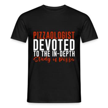 Pizzaologist, To The In-Depth Study Of Pizza 4 - Men's T-Shirt - black - Front - AI Model Male 178 light (178cm)