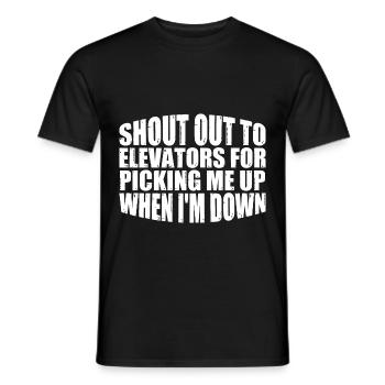 Aux ascenseurs pour venir me chercher quand je suis en bas 8 - T-shirt homme - noir - Devant - AI Model Male 178 light (178cm)