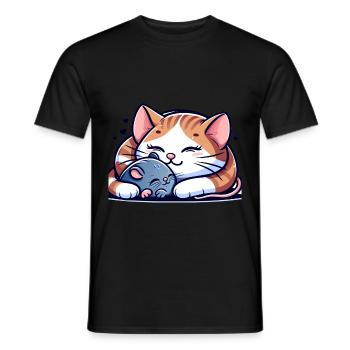 Câlin Chat Et Souris Amoureux - T-shirt homme - noir - Devant - AI Model Male 178 light (178cm)