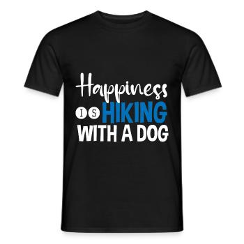 Le bonheur, c’est faire de la randonnée avec un chien - T-shirt homme - noir - Devant - AI Model Male 178 light (178cm)