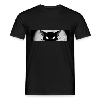 Chat avec pleine lune en chemise autocollante noire et blanche - T-shirt homme - noir - Devant - AI Model Male 178 light (178cm)
