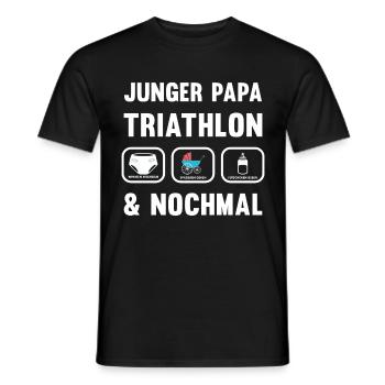 Papa Baby Triathlon - Geschenk für werdende Väter - Männer T-Shirt - Schwarz - Vorne - AI Model Male 178 light (178cm)
