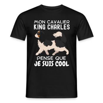 Race de chien Cavalier king charles - T-shirt homme - noir - Devant - AI Model Male 178 light (178cm)