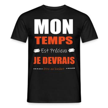 Mon Temps Est Précieux Sport Basket Humour - T-shirt homme - noir - Devant - AI Model Male 178 light (178cm)