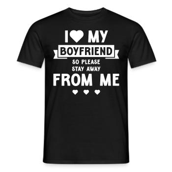 I Love My Boyfriend So Please Stay Away From Me - Men's T-Shirt - black - Front - AI Model Male 178 light (178cm)