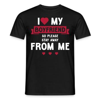 I Love My Boyfriend So Please Stay Away From Me - Men's T-Shirt - black - Front - AI Model Male 178 light (178cm)