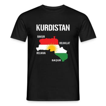 Drapeau du Kurdistan Bakur Bashur Rojava Rojhlt Newroz - T-shirt homme - noir - Devant - AI Model Male 178 light (178cm)