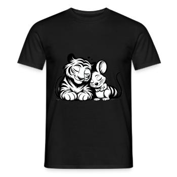 Câlin Tigre Et Souris Amoureux - T-shirt homme - noir - Devant - AI Model Male 178 light (178cm)