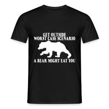 Get Outside, Worst Case Scenario, A Bear Eats You9 - Men's T-Shirt - black - Front - AI Model Male 178 light (178cm)