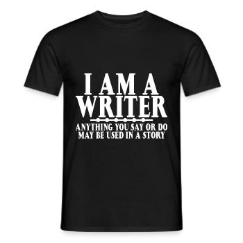 Tout ce que vous dites ou faites peut être utilisé dans une histoire 16 - T-shirt homme - noir - Devant - AI Model Male 178 light (178cm)