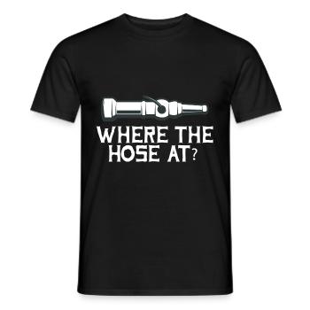 Where is the hose? Firefighter Rescuer Fire - Men's T-Shirt - black - Front - AI Model Male 178 light (178cm)