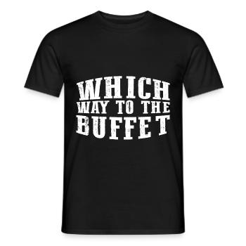 Which Way To The Buffet 33 - Männer T-Shirt - Schwarz - Vorne - AI Model Male 178 light (178cm)