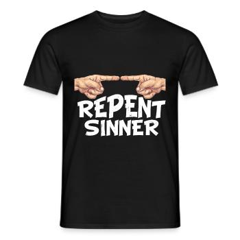 Repent Sinner 30 - Men's T-Shirt - black - Front - AI Model Male 178 light (178cm)