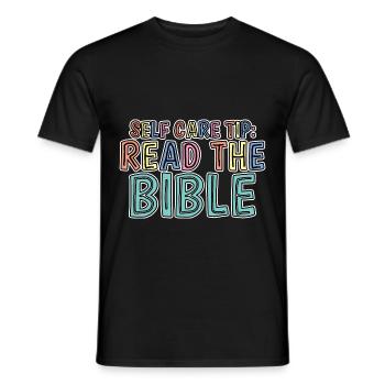 Self Care Tip Read The Bible 2 - Männer T-Shirt - Schwarz - Vorne - AI Model Male 178 light (178cm)