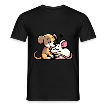 Câlin Chien Et Souris Amoureux - T-shirt homme - noir - Devant - AI Model Male 178 light (178cm)