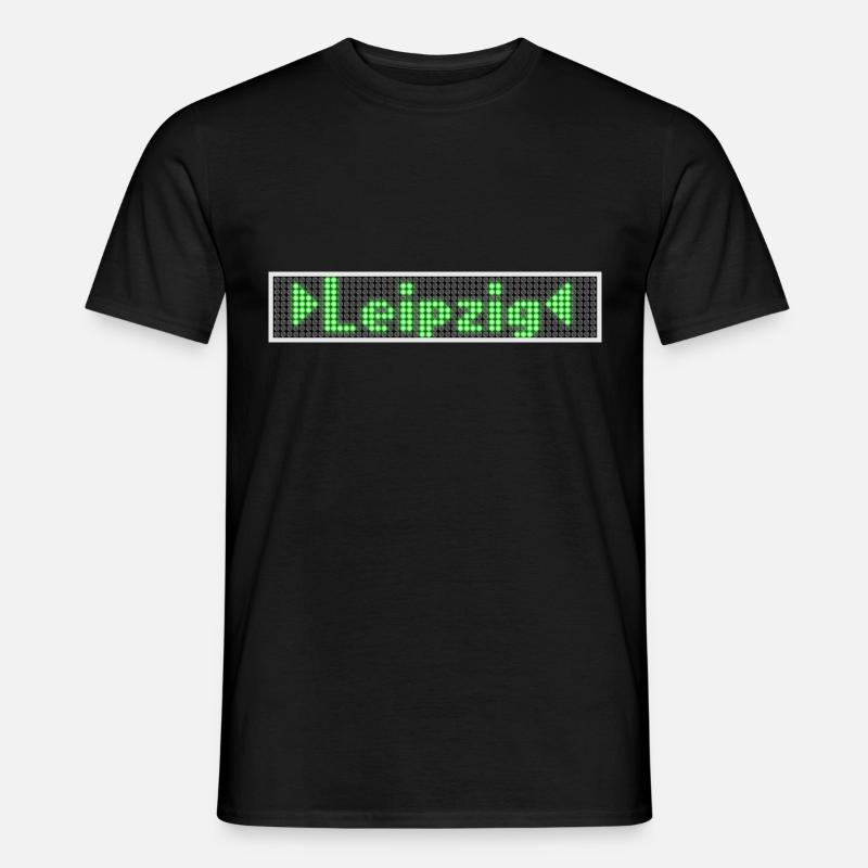Leipzig LED Display Gruen - Männer T-Shirt - Schwarz