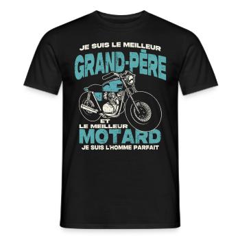 Le meilleur grand-père et le meilleur motard - T-shirt homme - noir - Devant - AI Model Male 178 light (178cm)