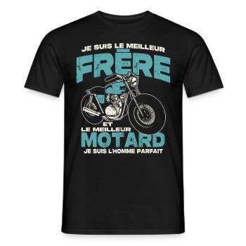 Le meilleur frère et le meilleur motard - T-shirt homme - noir - Devant - AI Model Male 178 light (178cm)