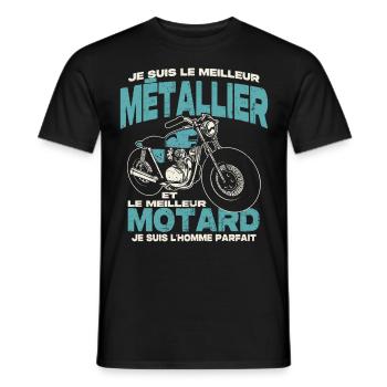Le meilleur métallier et le meilleur motard - T-shirt homme - noir - Devant - AI Model Male 178 light (178cm)