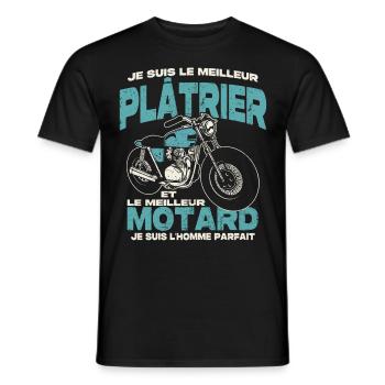 Le meilleur plâtrier et le meilleur motard - T-shirt homme - noir - Devant - AI Model Male 178 light (178cm)