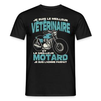Le meilleur vétérinaire et le meilleur motard - T-shirt homme - noir - Devant - AI Model Male 178 light (178cm)