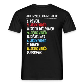 Journée parfaite Pour Un Gamer Jeux Vidéo - T-shirt homme - noir - Devant - AI Model Male 178 light (178cm)