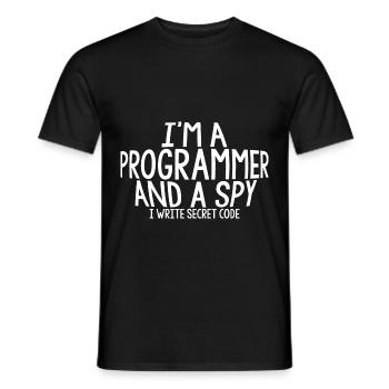 I'm A Programmer And A Spy, I Write Secret Code - Männer T-Shirt - Schwarz - Vorne - AI Model Male 178 light (178cm)