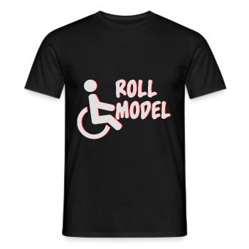Roll model Lustig Handicap Amputated wheelchairfa - Men's T-Shirt - black - Front - AI Model Male 178 light (178cm)