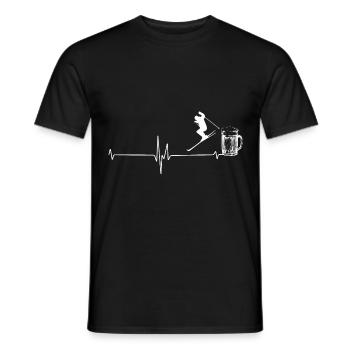 Heartbeat - Bière - Ski - (3) - T-shirt homme - noir - Devant - AI Model Male 178 light (178cm)