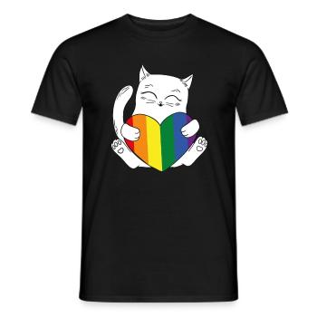 Chat Arc-en-ciel LGBT - T-shirt homme - noir - Devant - AI Model Male 178 light (178cm)