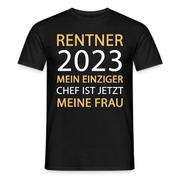 Rente Frau Chef Rentner 2023 - Männer T-Shirt - Schwarz - Vorne - AI Model Male 178 light (178cm)