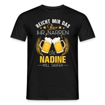 Nadine Spruch Feiern Junggesellin Biertrinker Bier - Männer T-Shirt - Schwarz - Vorne - AI Model Male 178 light (178cm)
