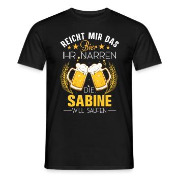 Sabine Spruch Feiern Junggesellin Biertrinker Bier - Männer T-Shirt - Schwarz - Vorne - AI Model Male 178 light (178cm)